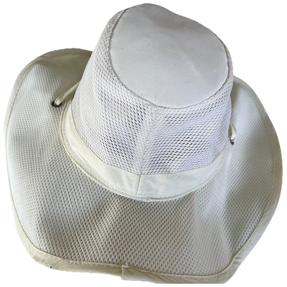 Woolrich Mens Off-White Fishing Bucket Safari Hat Poly Cotton Blend Mesh Size M